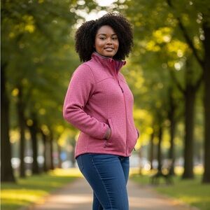 Womens Bench Lined Jacket, Sz M, Dark Pink, Sporty, Windproof Cuffs, Excellent